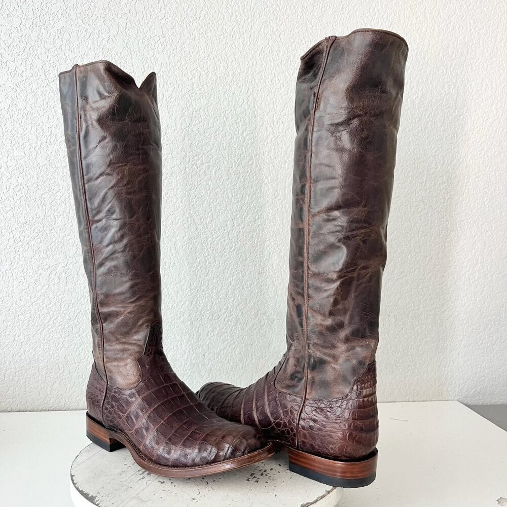 NEW Rod Patrick Womens Cowboy Boots 10 Brown Caiman Cowgirl Western Knee High